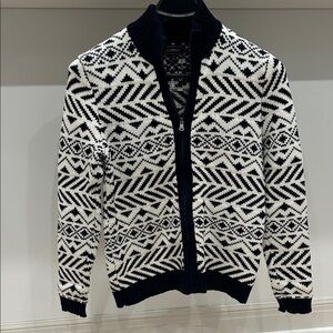 Express Black and White Zip-Up Sweater